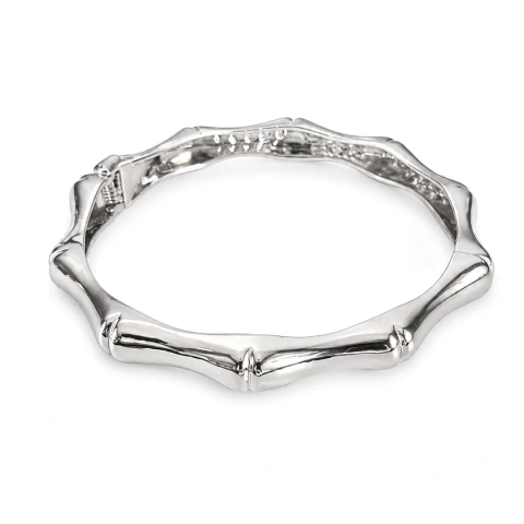 Pulseira Bracelete Bambu em Banho Ródio Branco