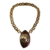 Colar Dourado com Pingente de Madeira