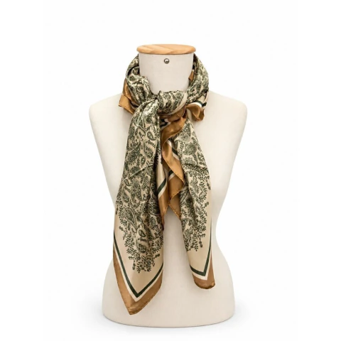 Lenço Cetim Estampado Verde Paisley