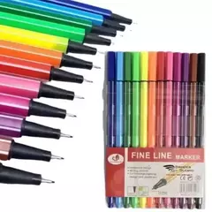 Caneta Fine Line Marker 12Unidades - Fengzhengmei