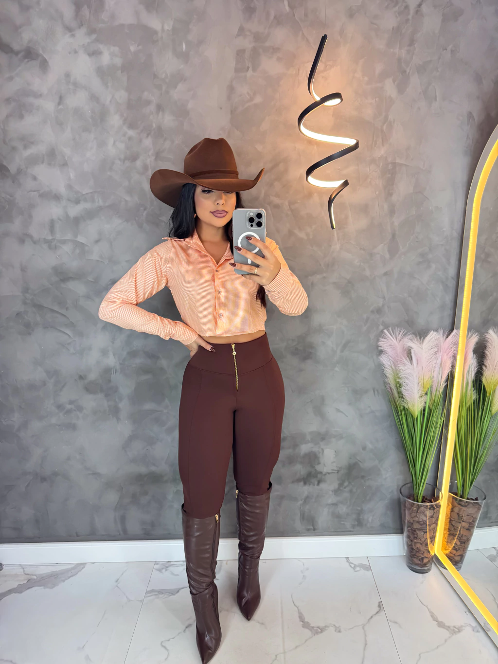 Calça Montaria Skinny com Ziper Frontal
