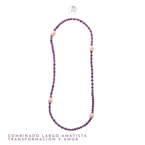 Combined Long Necklace - Amethyst & Rose Quartz - Love & Transformation Collection