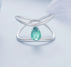 anel pedra verde. prata 925. tam 15 - comprar online