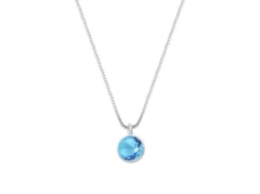 colar com zircônia azul céu. prata 925. 45cm