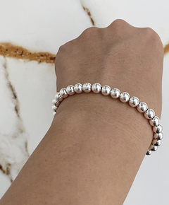 pulseira bolas. prata 925. 19 cm