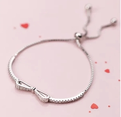 pulseira laço. prata legítima. tamanho ajustável