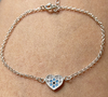 pulseira coração cravejado. prata 925