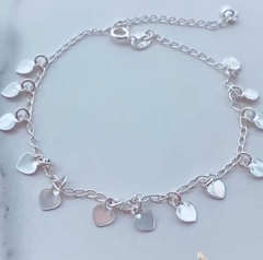 pulseira corações. prata 925