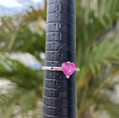 anel solitário. pedra rosa pink. tam 14. prata 925 - comprar online