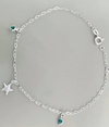 Tornozeleira estrela do mar com zircônias verde. Prata 925 - comprar online