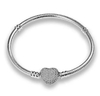 pulseira Pandora. fecho coração cravejado. prata 925. (sob encomenda)