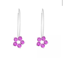 Argola grande flor pink. Prata 925 - comprar online