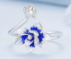 Anel flor. Prata 925. Tam ajustável