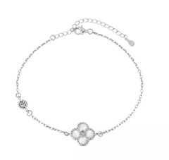Pulseira trevo madre pérola. Prata 925