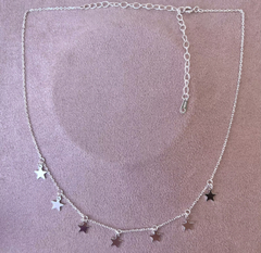 Colar Choker estrelas. prata 925.