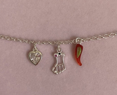 pulseira com pingentes. prata 925