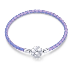 pulseira de couro com fecho em prata 925. tam 19