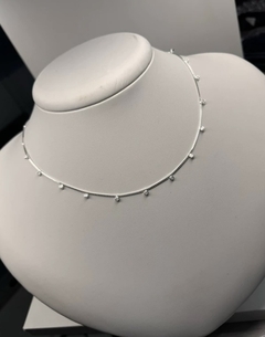Colar Choker pontos de luz. Prata 925