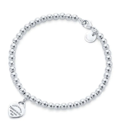 pulseira bolinhas tiffany coração rosa. prata legítima. (sob encomenda) na internet