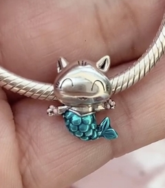 berloque gatinha sereia. prata 925