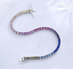 Pulseira reviera colorida. 2mm. 18 cm. Prata 925 - comprar online