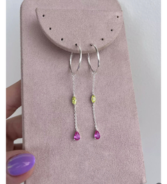Argola com pingente. Prata 925
