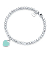 pulseira bolinha tiffany coração verde. prata legítima. (sob encomenda)