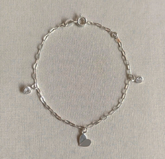 pulseira coração com zircônias cristal. Prata 925 - comprar online