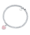 pulseira bolinhas tiffany coração rosa. prata legítima. (sob encomenda)