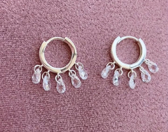 argola com pingentes cristais . prata 925