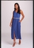 VESTIDO DE LINHO MIDI FEM COBALTO P