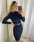 VESTIDO SLIM GOLA ALTA COM COLAR BORDADO