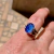 Anillo ajustable de plata con cianita azul