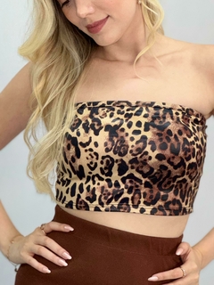 Bustier Cropped Animal Print marrom - 0046 - comprar online