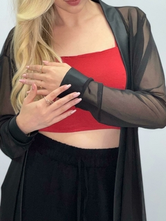 Kimono Tule Preto Transparente - 0083 na internet