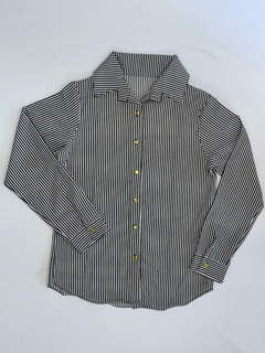 Camisa Botão Branca com Preto- 0089 - comprar online