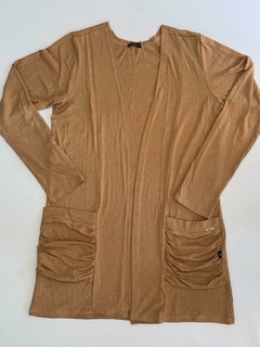 Cardigan Alongado Malha Algodão Areia - 0090 - comprar online