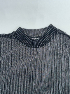 Blusa Tule Plus Preta com Lurex - 0043 na internet