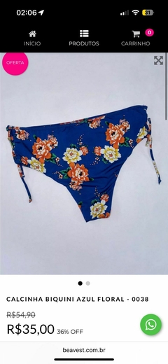 Calcinha Biquini Azul Floral - 0038 na internet