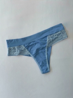 Calcinha Fio Duplo com Renda Azul - 0095 - comprar online