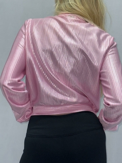 Jaqueta Rosa Brilho Ziper - 0128 na internet