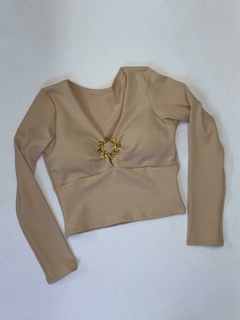 Blusa Cropped Nude manga longa - 0141 - comprar online