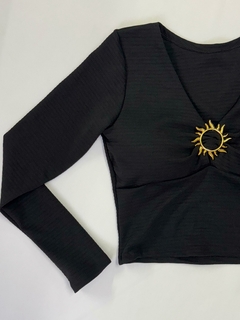 Blusa Cropped preto manga longa - 0140 na internet
