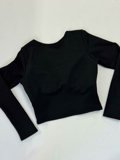 Blusa Cropped preto manga longa - 0140 - Bea Vest