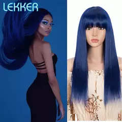 Lekker-peruca de cabelo humano com franja para mulheres, perucas cosplay, sem co na internet