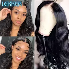 Imagem do Lekker-Perucas dianteiras de renda para mulheres, onda profunda solta, pré-arra