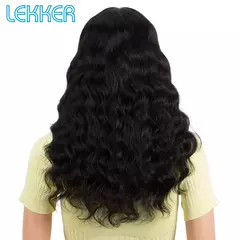 Lekker-Perucas dianteiras de renda para mulheres, onda profunda solta, pré-arra - ESPAÇO MULHER