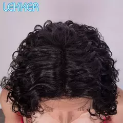 Lekker-Short Kinky Curly Bob Peruca para Mulheres, Lace Front, Cabelo Humano, So - comprar online