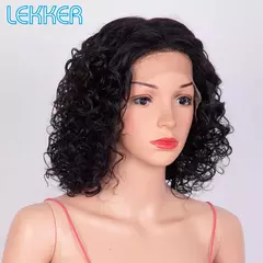 Lekker-Short Kinky Curly Bob Peruca para Mulheres, Lace Front, Cabelo Humano, So - comprar online