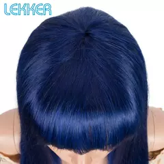 Lekker-peruca de cabelo humano com franja para mulheres, perucas cosplay, sem co - comprar online